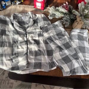DKNY Black and White Checkered Pajama Set